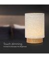 V-Tac wiederaufladbare Tischlampe - Touch dimmbar, Holzoptik, beiger Schirm