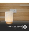 V-Tac wiederaufladbare Tischlampe - Touch dimmbar, Holzoptik, beiger Schirm