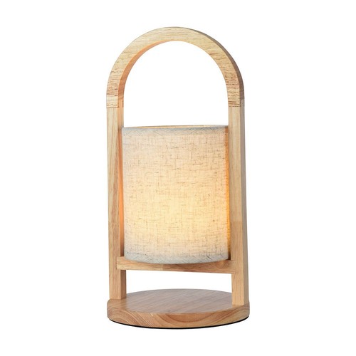1,5W wiederaufladbare LED Tischleuchte - Touch dimmbar, 5V, Beige mit Holzgriff, 3000K
