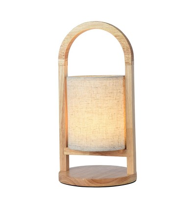 1,5W wiederaufladbare LED Tischleuchte - Touch dimmbar, 5V, Beige mit Holzgriff, 3000K