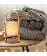 1,5W wiederaufladbare LED Tischleuchte - Touch dimmbar, 5V, Beige mit Holzgriff, 3000K
