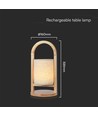 1,5W wiederaufladbare LED Tischleuchte - Touch dimmbar, 5V, Beige mit Holzgriff, 3000K