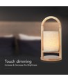 1,5W wiederaufladbare LED Tischleuchte - Touch dimmbar, 5V, Beige mit Holzgriff, 3000K