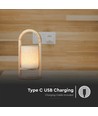 1,5W wiederaufladbare LED Tischleuchte - Touch dimmbar, 5V, Beige mit Holzgriff, 3000K