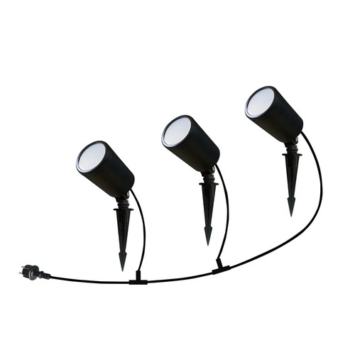 3er-Set 7W Smart WiFi RGB Gartenstrahler mit Erdspieß - IP65, schwarz, dimmbar, kompatibel mit Google Home und Alexa