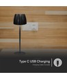2,7W LED Tischleuchte, schwarz - Touch dimmbar, 3-in-1 CCT, wiederaufladbar, USB-C, 10,5 x 34 cm