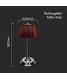 1,5W LED Tischleuchte, Touch dimmbar, brauner Schirm - CCT, aufladbar, Chrom, inkl. Akku und USB-C