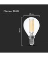 E14 6W LED Filament Tropfenlampe - P45, 600lm, Klarglas