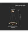 45W LED Pendelleuchte, Ø60cm, gebürstetes Gold - 5500lm, 3000K, Designer Hängelampe, IP20