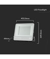 200W Flutlichtstrahler - IP65, Schwarz, Arbeitsleuchte, Samsung LED-Chip, 1m Kabel, 6500K, grau mattiertes Glas