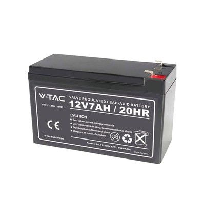 12V / 7Ah Bleiakku - 151x65x100mm, wiederaufladbar, VRLA AGM Batterie