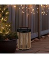 2,4W Gartenleuchte - LED, Solar, 3000K, Schwarz + Hanfgriff mit Holzgriff