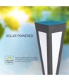 2W LED Solar Gartenleuchte - 3000K, schwarz, 3.7V Batterie, IP-Klasse, bis zu 8 Stunden Betrieb