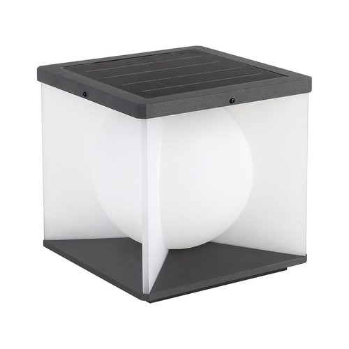3W LED Solar Gartenleuchte, Cube - IP65, 3000K, warmweiß, schwarz/weiß, 20,5 x 20,5 cm