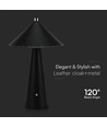 3W wiederaufladbare LED Tischleuchte mit Touch-Dimmer - 3-in-1 CCT, schwarzes Leder, 4000mAh Akku, USB-C, 20x33 cm