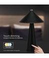 3W wiederaufladbare LED Tischleuchte mit Touch-Dimmer - 3-in-1 CCT, schwarzes Leder, 4000mAh Akku, USB-C, 20x33 cm