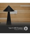 3W wiederaufladbare LED Tischleuchte mit Touch-Dimmer - 3-in-1 CCT, schwarzes Leder, 4000mAh Akku, USB-C, 20x33 cm