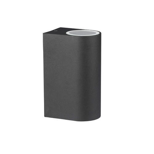 GU10 Wandleuchte mit Up/Down Licht, rund - IP44 Außen, Weiß, Aluminium, ohne Leuchtmittel