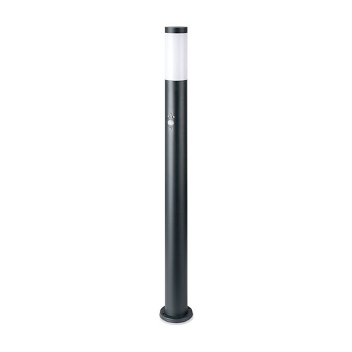 110cm E27 Gartenleuchte mit Sensor - IP44, Edelstahl, Anthrazit, PIR Sensor, ohne Leuchtmittel