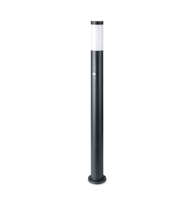 110cm E27 Gartenleuchte mit Sensor - IP44, Edelstahl, Anthrazit, PIR Sensor, ohne Leuchtmittel
