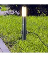 60cm Gartenleuchte mit PIR Sensor und 2 Steckdosen - E27 Fassung, IP44, Edelstahl, Grau, ohne Leuchtmittel
