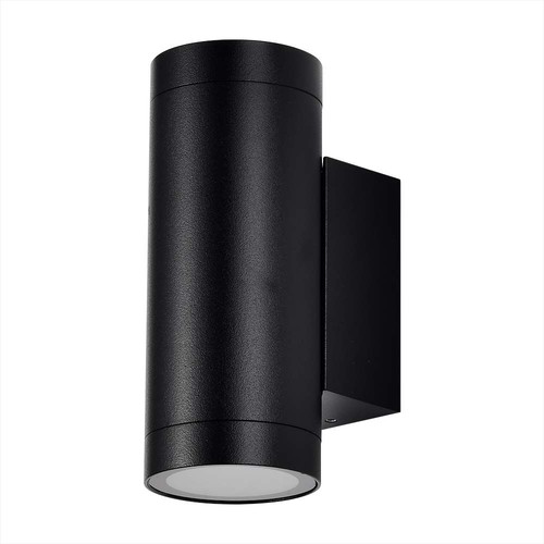 Schwarze Up/Down Wandleuchte GU10 - Rund, Aluminium, IP54 Außen- & Innenbereich