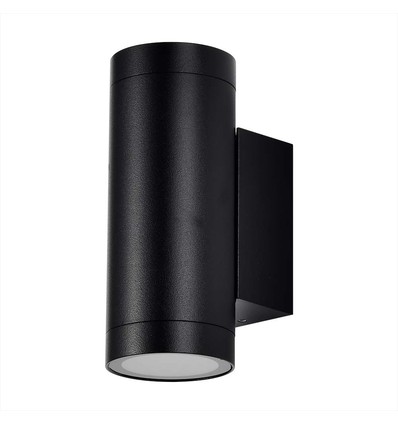 Schwarze Up/Down Wandleuchte GU10 - Rund, Aluminium, IP54 Außen- & Innenbereich