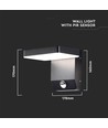 17W LED Wandleuchte mit PIR Sensor, quadratisch - IP65, 2580lm, schwarz, 4000K, inkl. Leuchtmittel