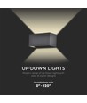 24W LED Außenwandleuchte - IP65, schwarz, Up/Down Licht, 3000K, 2720lm, 20x10x10 cm