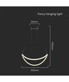 60cm 16W LED Pendel - Schwarz, 1,5m Seil, 120lm/W