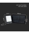 15W LED Solar Fluter mit Solarpanel - 4000K, 3.7V, IP65, inkl. Fernbedienung, Arbeitsleuchte, Außen