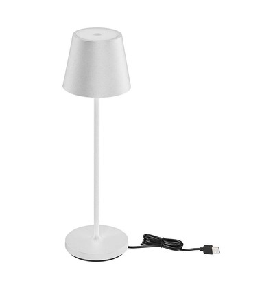 1,5W LED Tischleuchte, Touch dimmbar - 5V, IP54, 3000K, sandweiß, kabelloses Laden, wiederaufladbar