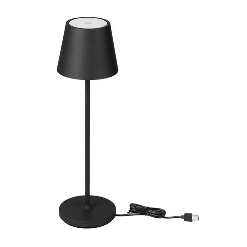 1,5W LED Tischleuchte, wiederaufladbar - 3000K, IP54, Touch dimmbar, sandschwarz, inkl. kabelloses Laden