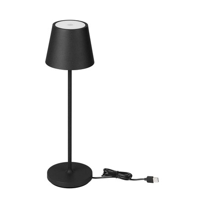 1,5W LED Tischleuchte, wiederaufladbar - 3000K, IP54, Touch dimmbar, sandschwarz, inkl. kabelloses Laden