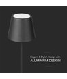 1,5W LED Tischleuchte, wiederaufladbar - 3000K, IP54, Touch dimmbar, sandschwarz, inkl. kabelloses Laden