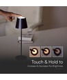 1,5W LED Tischleuchte, wiederaufladbar - 3000K, IP54, Touch dimmbar, sandschwarz, inkl. kabelloses Laden