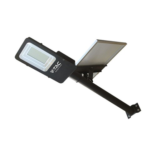 50W Hybrid LED Straßenleuchte mit Solarzelle - 4000lm, IP65, 4000K, 50.000mAh Akku