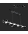 36W LED Linear-Pendelleuchte, 3IN1 CCT - 2880lm, mattgrau, Samsung LED, inkl. Seilaufhängung