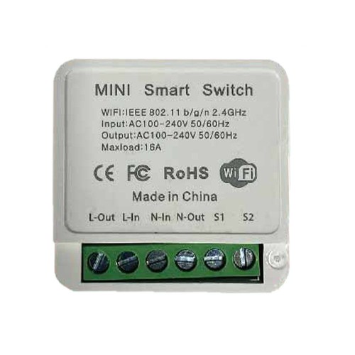 Wi-Fi Smart Switch, 10A - Mini On-Line Switch, 1 Gang, IP20, Smart Home Steuerung