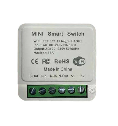 Wi-Fi Smart Switch, 10A - Mini On-Line Switch, 1 Gang, IP20, Smart Home Steuerung