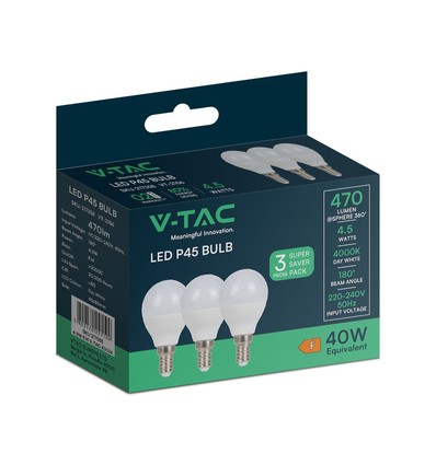 3er Pack E14 4,5W LED Tropfenlampe - P45, 4000K, ersetzt 40W