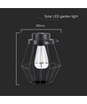 Hängende Solar LED Laterne, 0,5W - Schwarz Metall, Vintage Design, 2700K, IP44, 1.2V wiederaufladbar, mit Griff