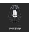 Hängende Solar LED Laterne, 0,5W - Schwarz Metall, Vintage Design, 2700K, IP44, 1.2V wiederaufladbar, mit Griff