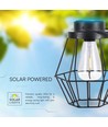 Hängende Solar LED Laterne, 0,5W - Schwarz Metall, Vintage Design, 2700K, IP44, 1.2V wiederaufladbar, mit Griff