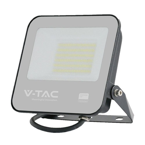 50W Flutlicht - Samsung Chip, 1m Kabel, 6500K, Schwarz, Arbeitsleuchte, graues mattiertes Glas