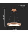 25W LED Designer Pendelleuchte aus Holz - Ø50cm, 3000K, weißes Gehäuse, inkl. Leuchtmittel