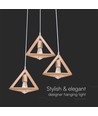 3xE27 Designer Pendelaufhängung Holz - Braun, 26x26cm, 1m Kabel, ohne Leuchtmittel