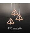 3xE27 Designer Pendelaufhängung Holz - Braun, 26x26cm, 1m Kabel, ohne Leuchtmittel