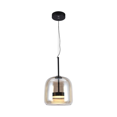 6W Designer LED Pendelleuchte - 750lm, Metall und Glas, Ø23cm, höhenverstellbar, inkl. Leuchtmittel