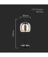 7W Designer LED Tischleuchte - 700lm, 3000K, Metall und Glas, Ø12 x 22,5 cm